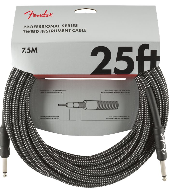 FENDER INSTRUMENT PRO 25' GREY TWEED 7,5 m KABEL